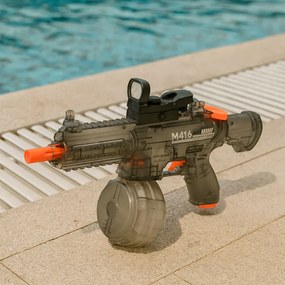 LEAN Toys Elektrická vodná pištoľ M416 Osvetlený terč 450 ml 8-10 m