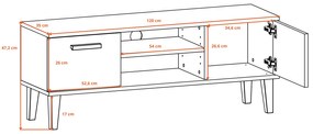 TV stolek DENVER 120 cm šedý/dub hickory