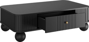 Čierny konferenčný stolík Vesper 103x60 cm so zásuvkou - zlaté úchyty / guľové nohy