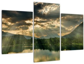 Obraz jazera s presvitajúcim slnkom (90x60 cm)