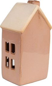Hnedý porcelánový svietiaci domček - 8*6*15 cm