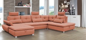 Sedacia súprava Madeira 3A, lososová látka, tvar pravé U