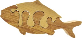AMADEA Drevené puzzle ryba, masívne drevo dvoch druhov drevín, 19 cm