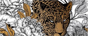 Obraz - Leopard medzi kvetmi (120x50 cm)
