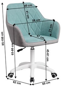 Kancelárska stolička Senta (mentolová + sivá). Vlastná spoľahlivá doprava až k Vám domov. 1033938