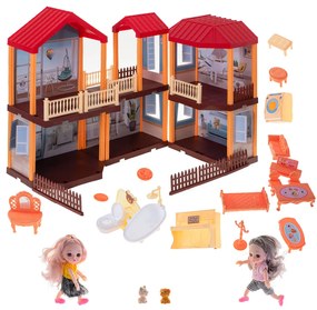 IKO Plastový domček pre bábiky – s červenou strechou a osvetlením
