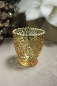 Zlatý sklenený svietnik na čajovú sviečku 7cm