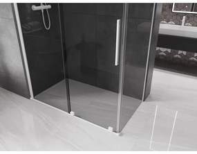 Mexen Velar, sprchový kút s posuvnými dverami 140 x 70 cm, 8mm šedé sklo, biela matná, 871-140-070-41-20