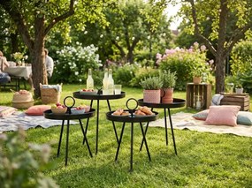 Záhradný odkladací stolík SIRVON kovový 50x70 cm, čierny