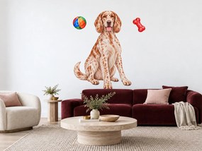 Anglický setr realistické textilné nálepky na stenu do obývačky arch 31 x 46 cm