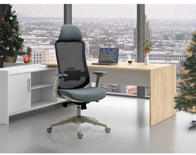 Autronic BONTEC Kancelárska stolička, synchrónny mechanizmus, sivá sieťovina, KA-V321 GREY Farba: Šedá