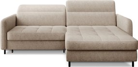 Béžová ženilková rozkladacia/s úložným priestorom rohová pohovka (pravý roh/s leňoškou) Gomsi – ELTAP