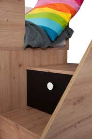 Detská kombinovaná posteľ 90 cm Sami 14 (dub artisan + matná biela + čierne madlá). Vlastná spoľahlivá doprava až k Vám domov. 1085821