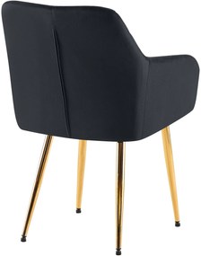 Set 2 jedálenských stoličiek Monett G - zamat, zlatý rám - čierna