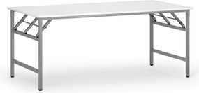 Konferenčný stôl FAST READY, 180x90 cm, sivostrieborná podnož, biela
