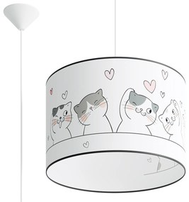 Detské závesné svietidlo Cat, 1x plastové tienidlo so vzorom, (fi 40cm)