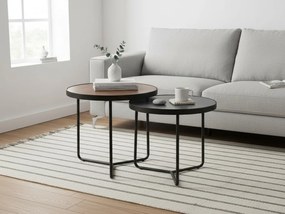 Odkladacie stolíky PENELOPE sada 2 ks Ø 50 cm, hnedá/čierna