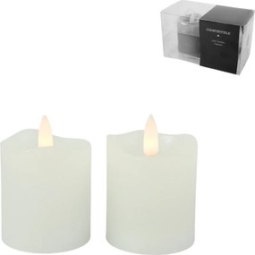 LED stĺpová sviečka LYON 8 cm biela, sada 2 ks