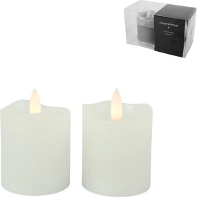 LED stĺpová sviečka LYON 8 cm biela, sada 2 ks