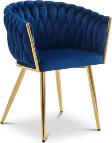 Zamatové jedálenské kreslo ORION VELVET so zlatými nohami, tmavomodré
