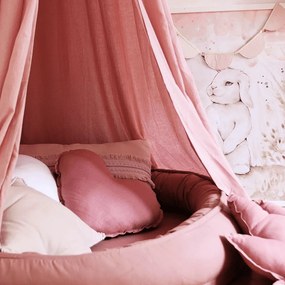 Ľanový vankúš srdca sýto ružová 44cm