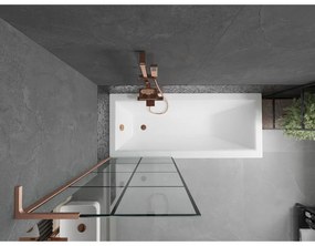 Mexen Next L, 1-krídlová vaňová zástena 70 x 150 cm, 6mm číre sklo-čierny vzor, medený profil, 895-070-000-03-77-65