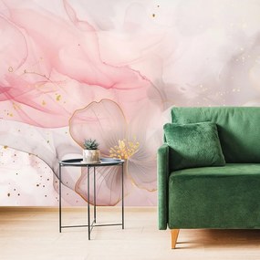 Tapeta elegantné kvety s ružovo-zlatým nádychom