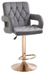 LuxuryForm DESIGN Barová stolička BOSTON VELUR na zlatom tanieri - šedá