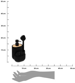 Dávkovač saponátu Blackwood, čierna/s drevenými prvkami, 500ml