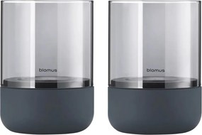 Súprava 2 sivých sklenených svietnikov s betónovým podstavcom Blomus Calma