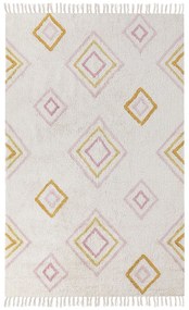 Bavlnený koberec 140 x 200 cm krémová biela LASHE Beliani
