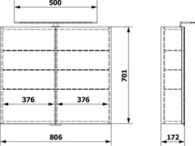 Sapho Sapho, RIWA galérka s LED osvetlením, 81x70x17cm, dub alabama, RIW080-0022