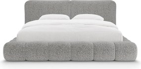 Sivá čalúnená dvojlôžková posteľ s úložným priestorom s roštom 160x200 cm Solange – Micadoni