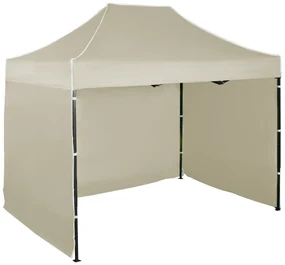 Rýchlorozkladací nožnicový stan 2x3m - oceľový, 3 bočné plachty, Béžová