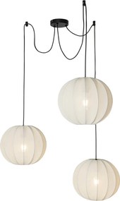Dizajnové závesné svietidlo biele hodváb 30 cm 3-svetlo - Plu