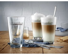 Sklenené hrnčeky s lyžičkami v striebornej farbe v súprave 6 ks 280 ml - WMF