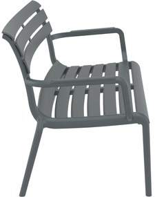 PARIS ZÁHRADNÁ LOUNGE LAVICA S PODRÚČKAMI dark grey