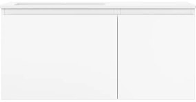 Mexen Orio, kúpeľňová skrinka 100 cm s ľavým umývadlom Otis, 1S, 1D, biela matná, 91A13-10047-3-BBFF01-W18L01