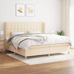Boxspring posteľ s matracom krémová 200x200 cm látka 3128874