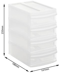 XXS - Box so 4 zásuvkami, úložný box výsuvný, transparentný Rotho SYSTEMIX - TOWER