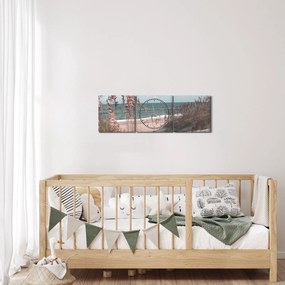 Obraz - Ružová pláž (s hodinami) (90x30 cm)