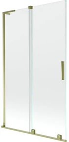 Mexen Velar L, 2-krídlová posuvná vaňová zástena 110 x 150 cm, 8mm číre sklo, zlatý lesklý profil, 896-110-003-01-50