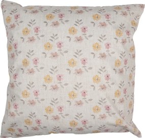 Béžová obliečka na vankúš s hlavou králika a kvetmi - 45*45cm