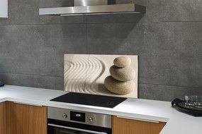 Sklenený obklad do kuchyne kamenná stavba piesok 125x50 cm