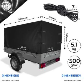 Prepravná plachta na vozík 500 g/m2 čierna