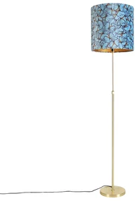 Stojaca lampa zlatá/mosadzná s tienidlom z zamatu s motívom motýľov 40/40 cm - Parte