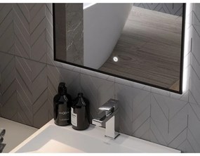 Mexen Erma, LED kúpeľňové zrkadlo s podsvietením a čiernym rámom 60x80 cm, 6000K, ochrana proti zahmlievaniu, 9814-060-080-611-70