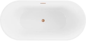 Mexen Luna, voľne stojaca vaňa 160 x 75 cm, biela, medený prepad, 52031607500-65