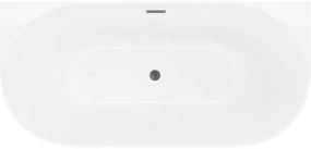 Mexen Oval Slim, voľne stojaca vaňa ku stene 170 x 80 cm, biela lesklá, grafitový prepad, 52661708000-95