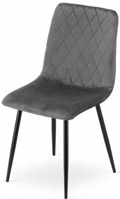 Jedálenská stolička TURIN zamat sivá (čierne nohy)